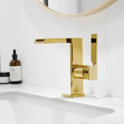 Saniverre Robinet mitigeur bec cascade CEZIO chrome Or brillant -