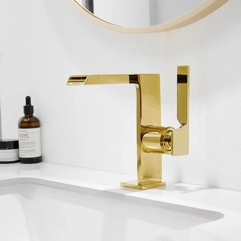 Saniverre Robinet mitigeur bec cascade CEZIO chrome Or brillant -