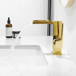 Saniverre Robinet mitigeur bec cascade CEZIO chrome Or brillant -