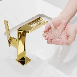 Saniverre Robinet mitigeur bec cascade CEZIO chrome Or brillant -