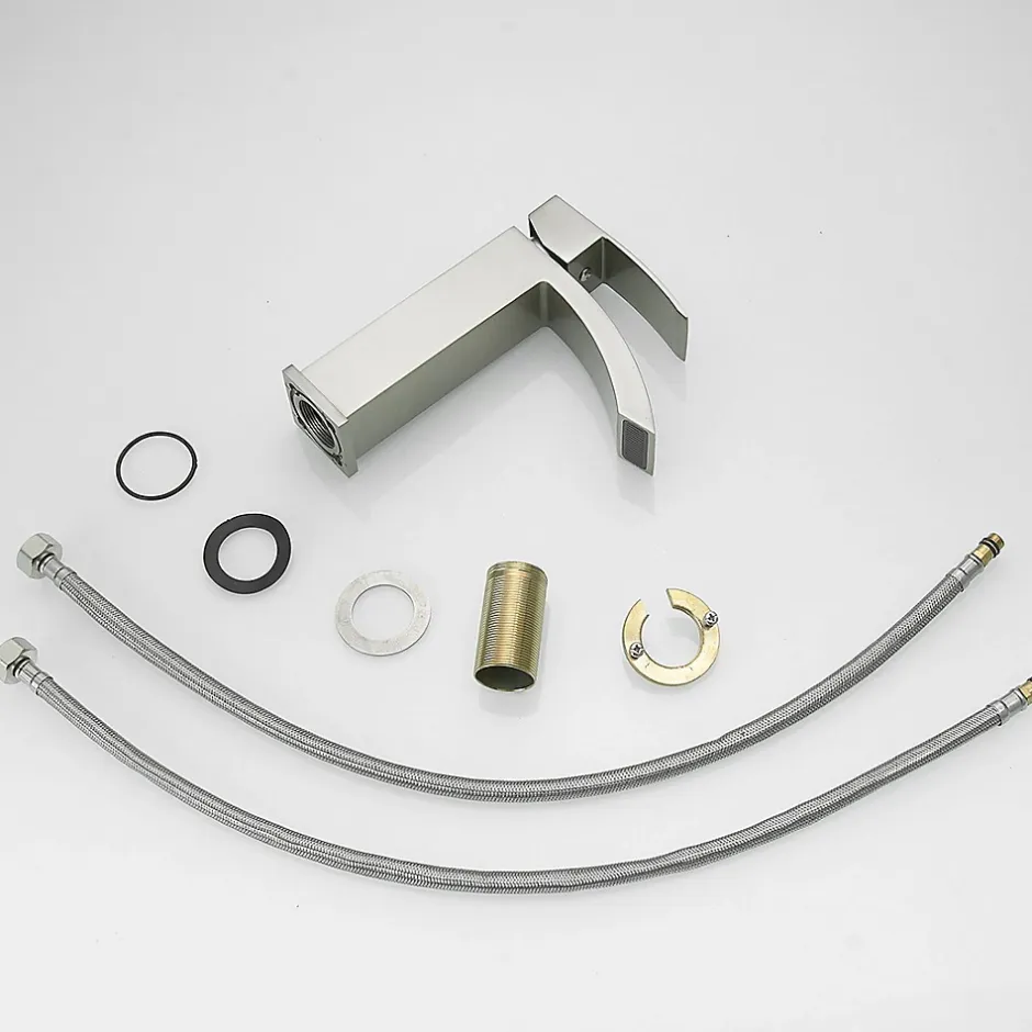 Saniverre Robinet mitigeur bec cascade LERIO chrome brossé -* Robinet Lavabo Et Vasque