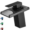Saniverre Robinet mitigeur bec cascade à LED lumineuses SOLEO chrome noir -* Robinet Lavabo Et Vasque