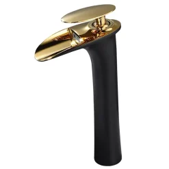 Saniverre Robinet mitigeur BRIA bec cascade haut chrome noir et or -