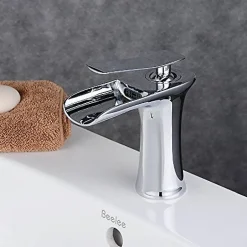 Kroos Robinet Mitigeur chromé en cascade pour lavabo