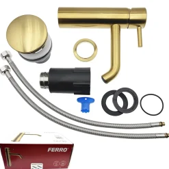 Ferro Robinet mitigeur CIRICULUS Or brossé + bonde* Robinet Lavabo Et Vasque