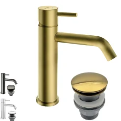 Ferro Robinet mitigeur CIRICULUS Or brossé + bonde* Robinet Lavabo Et Vasque