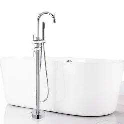 Saniverre Robinet mitigeur colonne sur pied MATY chrome brillant pour baignoire îlot -* Colonne De Baignoire