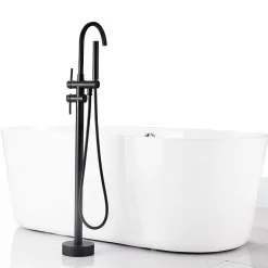 Saniverre Robinet mitigeur colonne sur pied MATY chrome Noir pour baignoire îlot -* Colonne De Baignoire