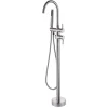 Saniverre Robinet mitigeur colonne sur pied MATY chrome brossé pour baignoire îlot -* Colonne De Baignoire