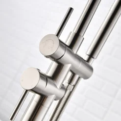 Saniverre Robinet mitigeur colonne sur pied MATY chrome brossé pour baignoire îlot -* Colonne De Baignoire