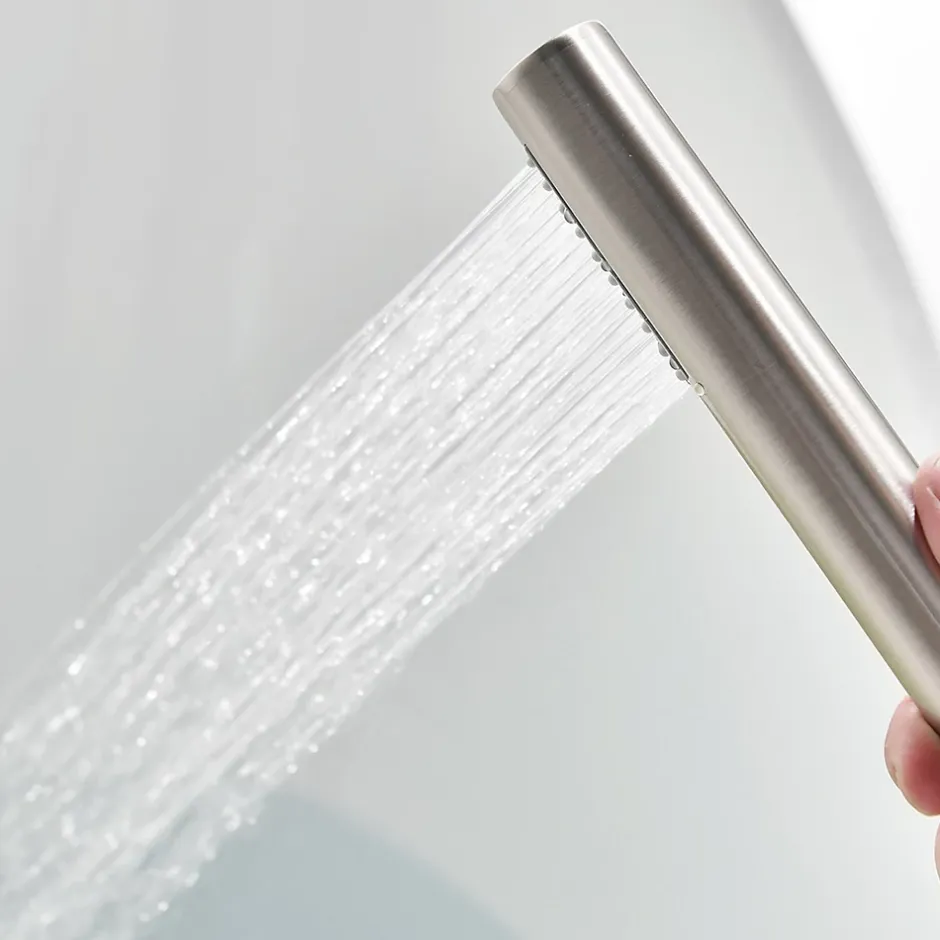 Saniverre Robinet mitigeur colonne sur pied MATY chrome brossé pour baignoire îlot -* Colonne De Baignoire