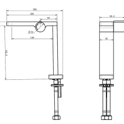 Bernstein Robinet mitigeur corps haut en noir pour lavabo ou vasque NT3220B* Robinet Lave-Mains