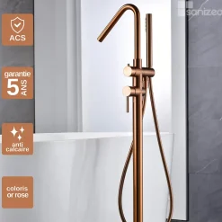 Imex Robinet Mitigeur de Baignoire sur Pied Or Rose Cuivré Brossé CORCEGA BBECO1/ORC