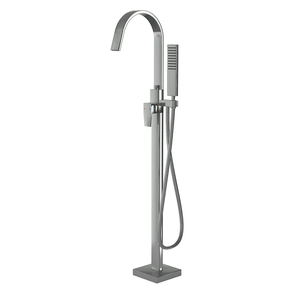 Bernstein Robinet Mitigeur de baignoire design sur pieds en acier inoxydable et laiton pour salle de bain - H. 111,6cm - NT3311 2.0 - Chrome