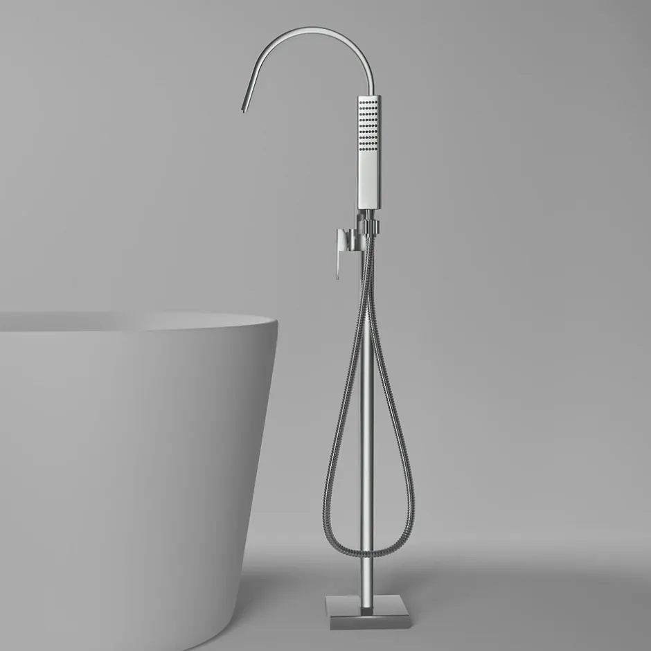 Bernstein Robinet Mitigeur de baignoire design sur pieds en acier inoxydable et laiton pour salle de bain - H. 111,6cm - NT3311 2.0 - Chrome