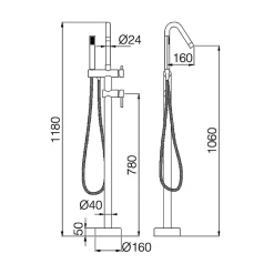 Imex Robinet Mitigeur de Baignoire sur Pied Chrome CORCEGA BBECO1* Robinet De Baignoire