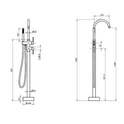 Bellegno Robinet mitigeur de baignoire sur pied BAGNO acier brossé