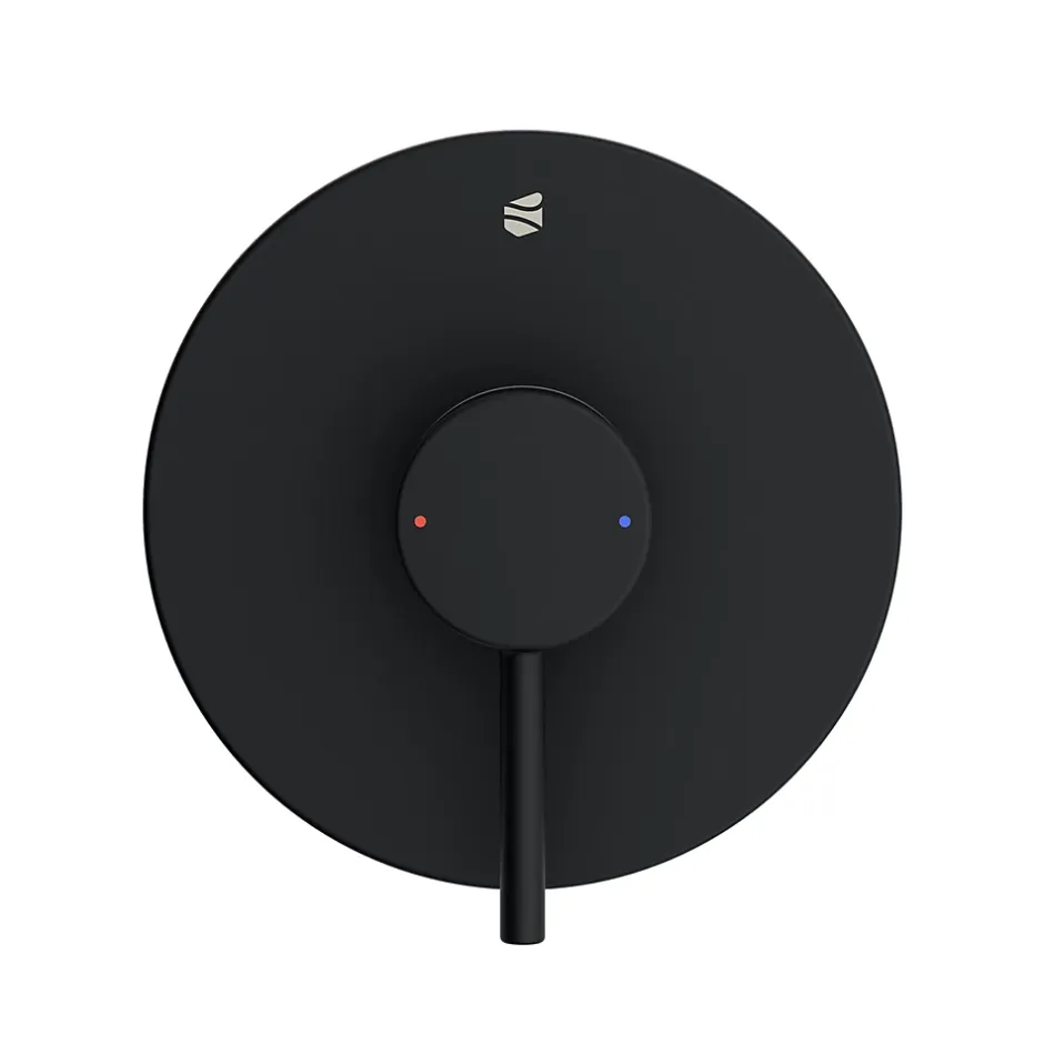 Bernstein Robinet mitigeur de douche rond mural encastré Laiton Noir mat, mélangeur céramique 14,3cm - VIREO