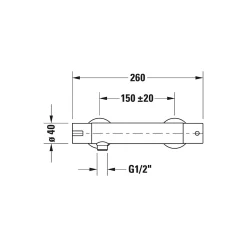 Duravit Robinet mitigeur de douche thermostatique, Chrome - 26x11,4x6cm - B.2* Robinet De Baignoire