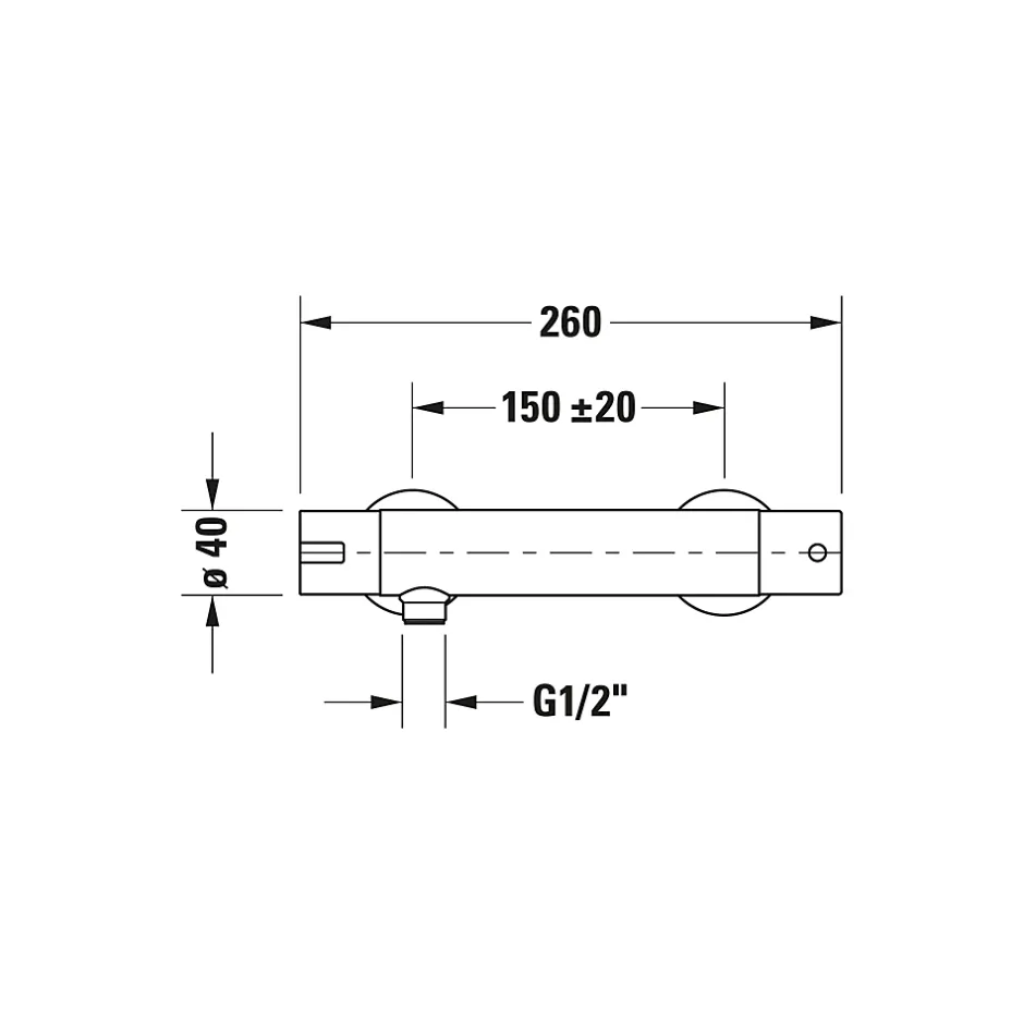 Duravit Robinet mitigeur de douche thermostatique, Chrome - 26x11,4x6cm - B.2* Robinet De Baignoire