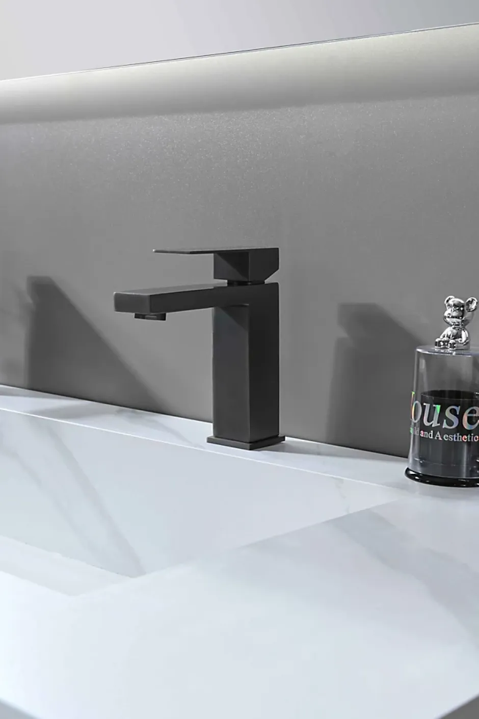 Luxury Bain Robinet, mitigeur de lavabo pour salle de bain carré (Gris brossé) LuxuryBain