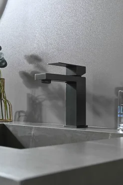 Luxury Bain Robinet, mitigeur de lavabo pour salle de bain carré (Gris brossé) LuxuryBain