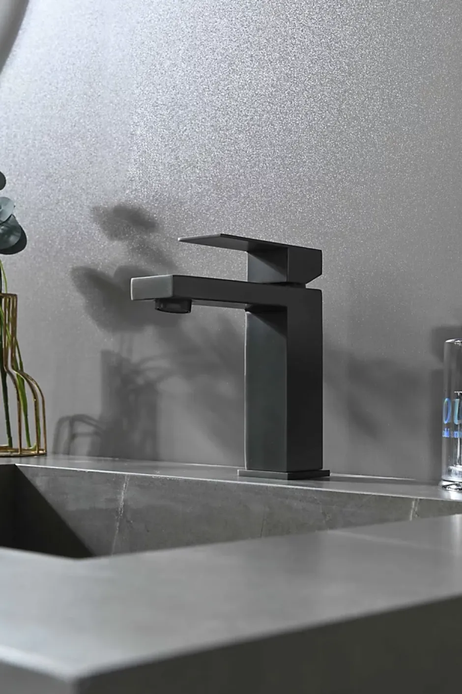 Luxury Bain Robinet, mitigeur de lavabo pour salle de bain carré (Gris brossé) LuxuryBain