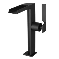 Saniverre Robinet mitigeur haut CEZIO XL bec cascade chrome Noir mat -