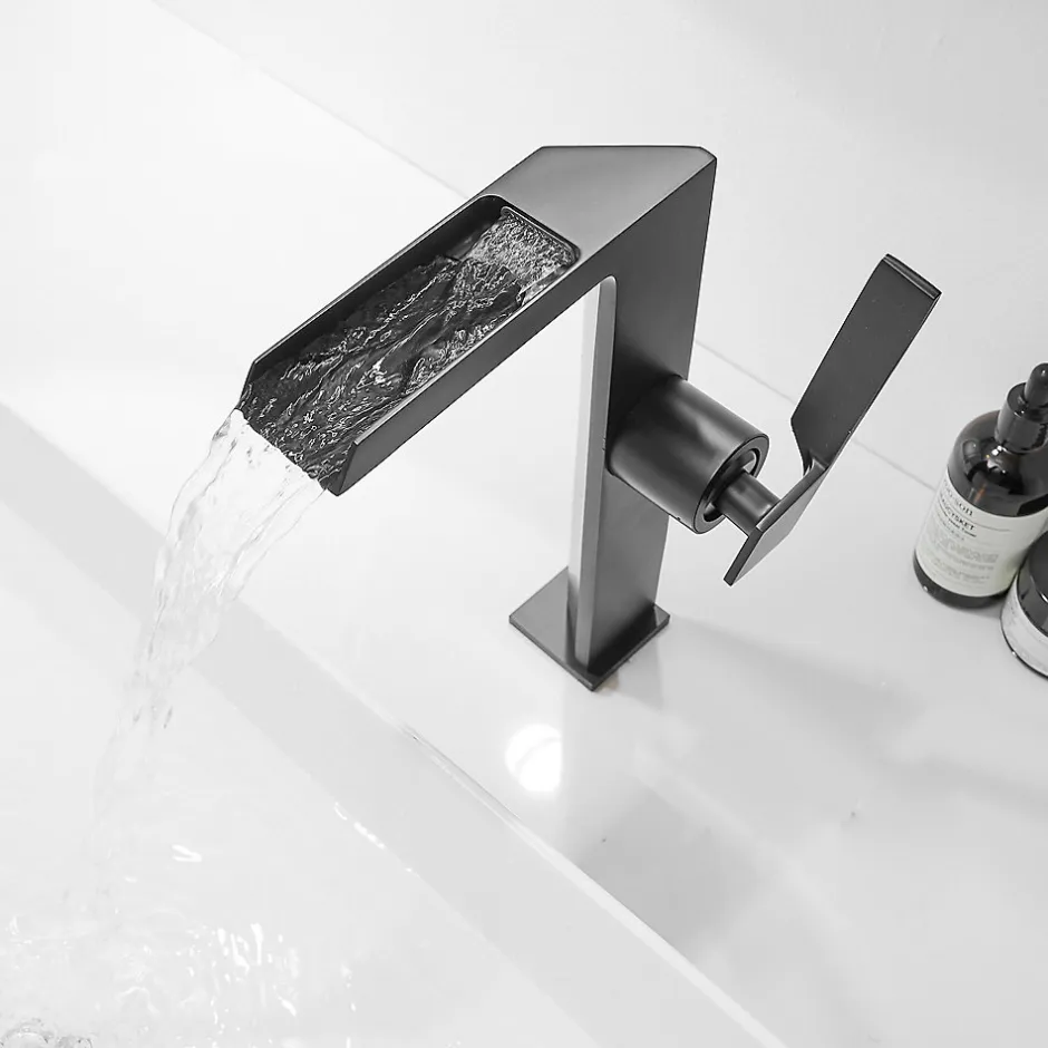Saniverre Robinet mitigeur haut CEZIO XL bec cascade chrome Noir mat -