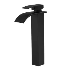 Saniverre Robinet mitigeur haut TIBRE XL bec cascade noir chromé -* Robinet Lavabo Et Vasque