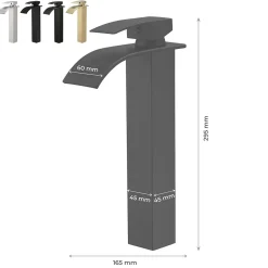 Saniverre Robinet mitigeur haut TIBRE XL bec cascade noir chromé -* Robinet Lavabo Et Vasque