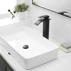 Saniverre Robinet mitigeur haut TIBRE XL bec cascade noir chromé -* Robinet Lavabo Et Vasque