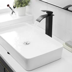 Saniverre Robinet mitigeur haut TIBRE XL bec cascade noir chromé -* Robinet Lavabo Et Vasque