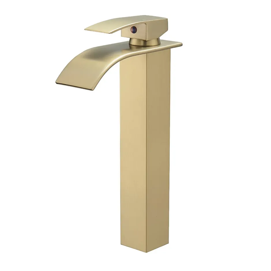 Saniverre Robinet mitigeur haut TIBRE XL bec cascade or brossé -* Robinet Lavabo Et Vasque