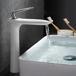 Kroos Robinet mitigeur lavabo haut moderne Blanc - Castor
