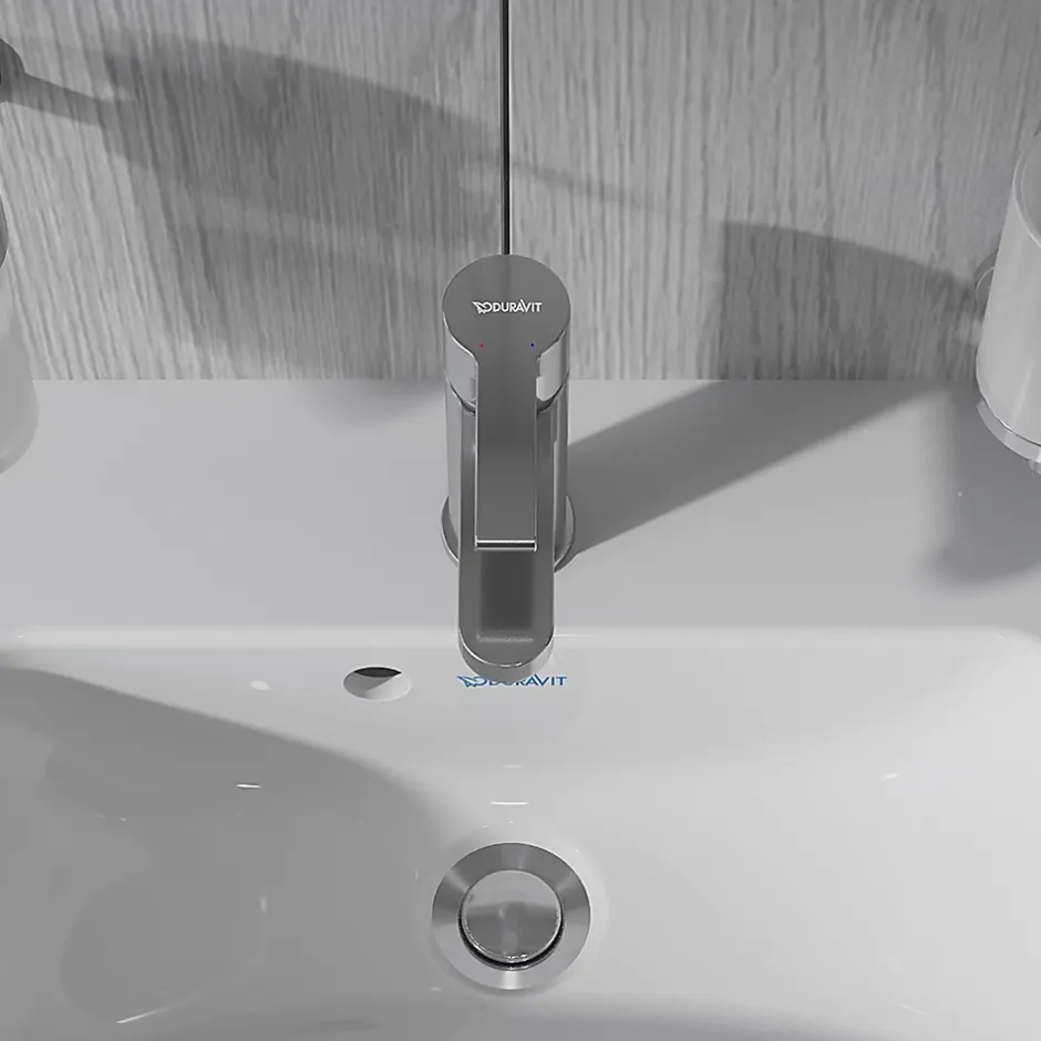 Duravit Robinet mitigeur monocommande lavabo laiton Chrome, Sans Garniture de vidage ni Tirette - Taille S 14x4x15cm - B.2
