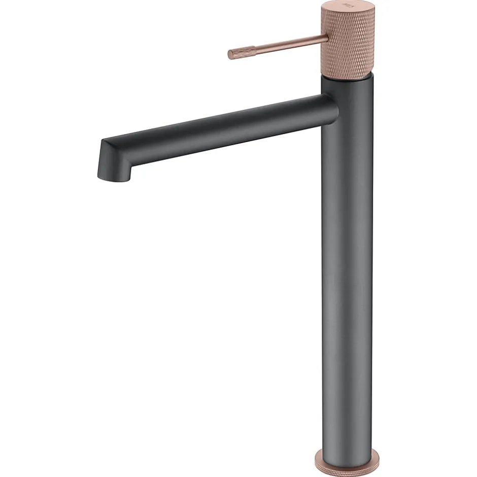 Imex Products Robinet mitigeur monocommande TOUCHER à poser pour lavabo version haute (1 trou) Gris mat - Champagne Robinet à poser (sur vasque* Robinet Lavabo Et Vasque