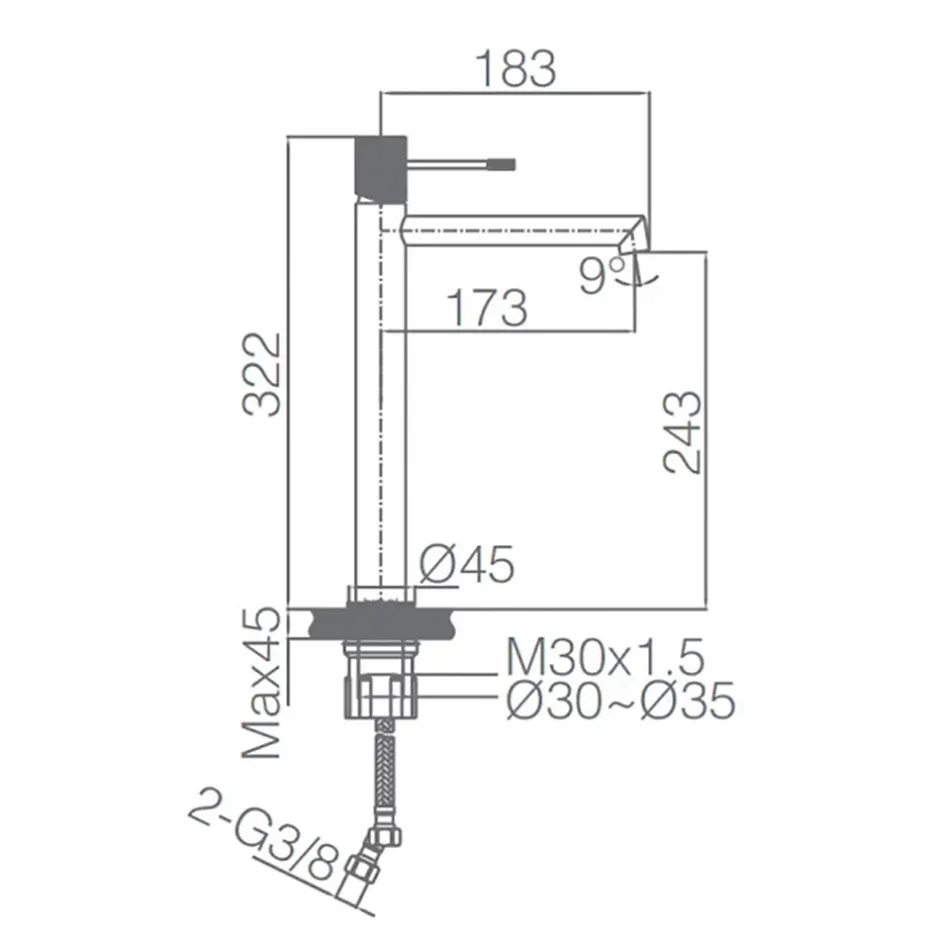Imex Products Robinet mitigeur monocommande TOUCHER à poser pour lavabo version haute (1 trou) Gris mat - Champagne Robinet à poser (sur vasque* Robinet Lavabo Et Vasque