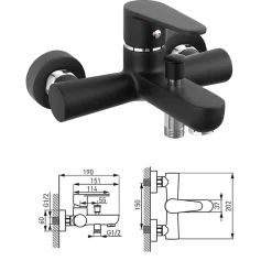 Ferro Robinet mitigeur mural de baignoire ALGEO BLACK noir - SANIVERRE* Robinet De Douche