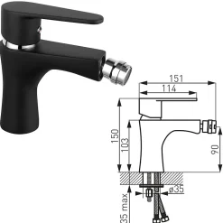 Ferro Robinet mitigeur Noir pour bidet ALGEO BLACK - SANIVERRE
