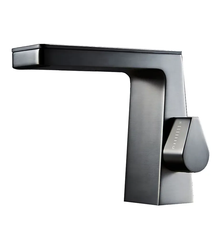 Bernstein Robinet mitigeur pour lavabo ou vasque NT7320 effet cascade - noir mat, gun métal ou blanc mat Gun métal* Robinet Lave-Mains