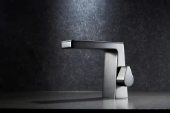 Bernstein Robinet mitigeur pour lavabo ou vasque NT7320 effet cascade - noir mat, gun métal ou blanc mat Gun métal* Robinet Lave-Mains