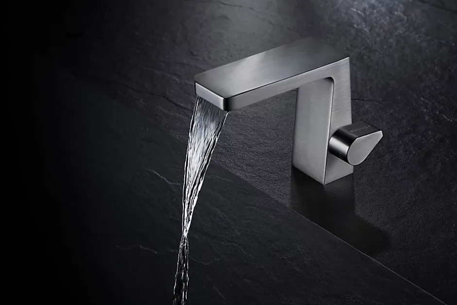 Bernstein Robinet mitigeur pour lavabo ou vasque NT7320 effet cascade - noir mat, gun métal ou blanc mat Gun métal* Robinet Lave-Mains