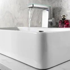 Bernstein Robinet mitigeur pour lavabo ou vasque NT7320 effet cascade - chrome et verre* Robinet Lave-Mains