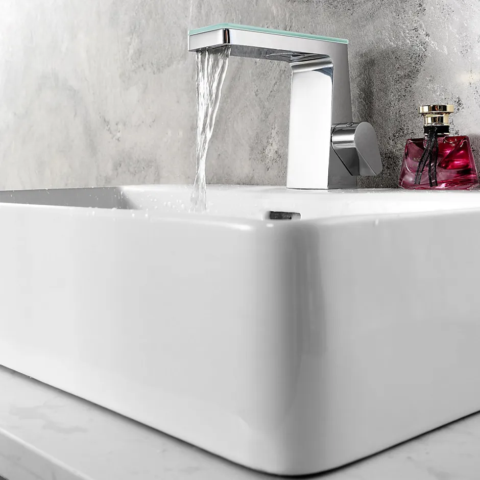 Bernstein Robinet mitigeur pour lavabo ou vasque NT7320 effet cascade - chrome et verre* Robinet Lave-Mains