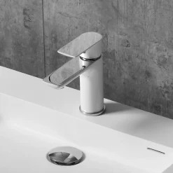 Bernstein Robinet mitigeur pour vasque ou lavabo 4024CW chromé blanc