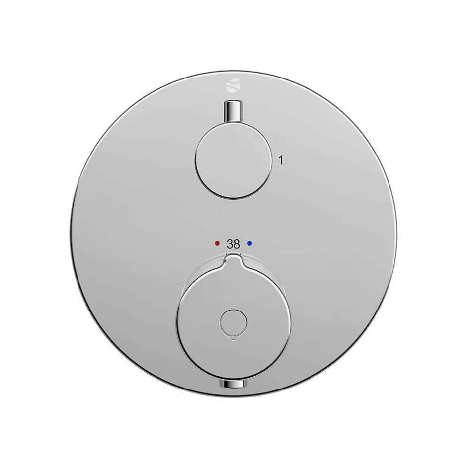 Bernstein Robinet mitigeur thermostatique de douche rond mural encastré Laiton Chrome, Fonction anti-brûlure 14,3cm - VIREO* Robinet De Baignoire