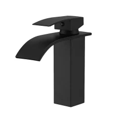 Saniverre Robinet mitigeur TIBRE bec cascade extra-plat noir chromé -