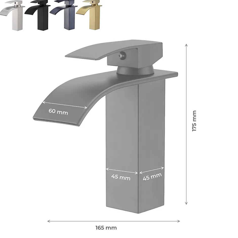 Saniverre Robinet mitigeur TIBRE bec cascade extra-plat or brossé -* Robinet Lavabo Et Vasque