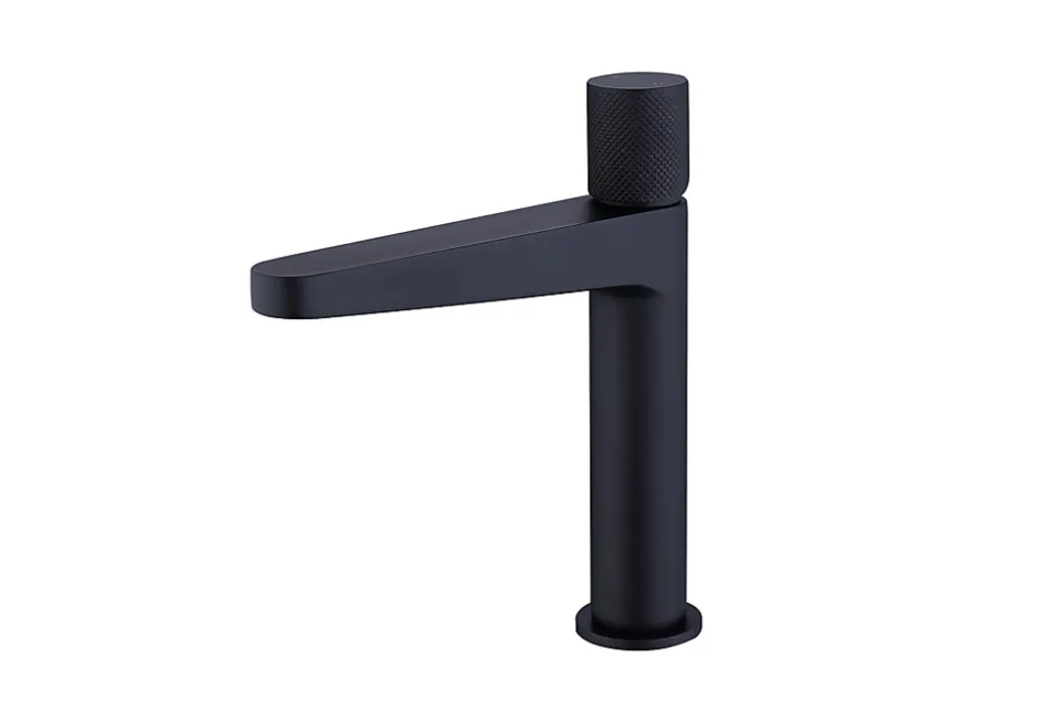 Bernstein Robinet pour lavabo vasque et évier design en laiton peu bruyant et économe en eau - H. 21,5cm - Noir (mat)* Robinet Lave-Mains